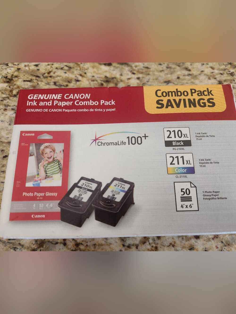 Canon PG-210 XL/ CL-211 XL 2 Ink Cartidges with 50 Sheet Of Photo Paper